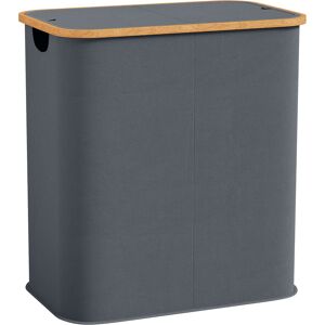 Homcom Cestino Porta Biancheria Doppio Pieghevole 80L, Contenitore per Biancheria Sporca con Coperchio e Maniglie Scanalate, Grigio   Aosom Italy