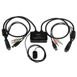 StarTech.com Switch KVM cavo HDMI USB 2 porte con audio e switch remoto – Alimentazione USB (SV211HDUA)