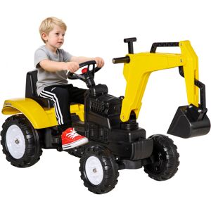 Homcom Ruspa Giocattolo a Pedali per Bambini 3-6 Anni con 6 Ruote, in Acciaio e Plastica, 107x42x71 cm, Giallo Aosom