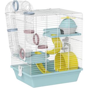 Pawhut Gabbia per Criceti a 3 Livelli e 12 Tubi con Casetta, Rampa, e Accessori, in Metallo e Plastica, 34.5x27.5x41 cm, Grigio   Aosom Italy