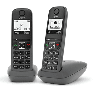 Siemens TELEFONO CORDLESS  AS490 DUO Nero, vivavoce, rubrica 100 numeri, 2 portatili in confezione
