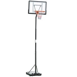 Homcom Canestro Basket per Adulti con Altezza Regolabile 302-352cm, Struttura in Acciaio, PE e PVC, Nero
