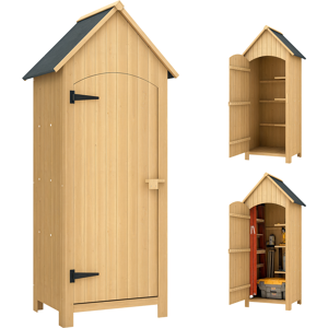 Outsunny Casetta da Giardino con Tetto Inclinato in Asfalto e 3 Mensole, Capanno per Attrezzi in Legno, 77.5x54.2x179.5 cm   Aosom Italy