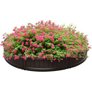 Outsunny Letto per Orto Rialzato Rotondo in Plastica HDPE, Fioriera da Esterno per Piante, Fiori e Verdura, Φ123x21cm, Marrone Aosom