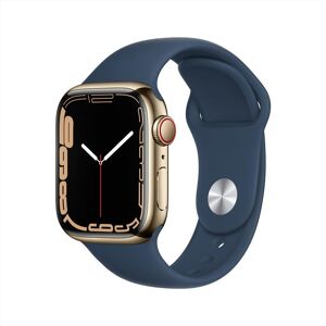 Apple Watch Series 7 Gps + Cellular 41mm In Acciaio Inox-oro Cinturino Sport Blu Abisso