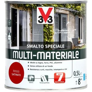 V33 Smalto a solvente multi-materiale 4in1 rosso 0,5 l