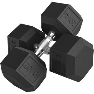 Homcom Set di Manubri da 2x20 kg con Impugnatura Antiscivolo, in Metallo, per Allenamento Fitness Casa e Palestra, Nero   Aosom Italy