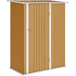 Outsunny Casetta da Giardino con Tetto Inclinato e Porta Bloccabile, Capanno Porta Attrezzi in Metallo, 142x86x189 cm, Giallo   Aosom Italy