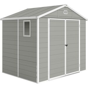 Outsunny Casetta da giardino con tetto a due falde, Capanno per attrezzi, 240 x 190 x 180/228 cm e 4,1 m², Grigio   Aosom Italy