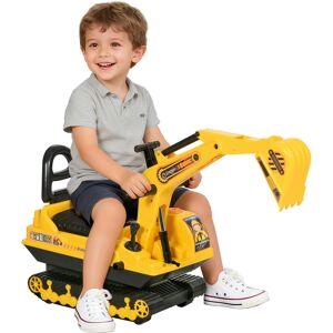 Homcom Escavatore Ruspa Giocattolo Cavalcabile per Bambini max. 30 kg con Schienale, Braccio Mobile e Vano Contenitore, 78cmx24cmx58.5cm Aosom