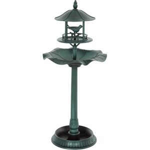 Outsunny Abbeveratoio per Uccelli da Giardino, Fontana Decorativa in Polipropilene, Ø50x113 cm, Verde Ottone   Aosom Italy