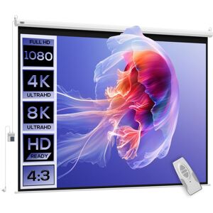 Homcom Schermo per Proiezione teli per proiettori Motorizzato 84 Pollici con Supporto Design Senza Rughe Formato Telo Retroproiezione Home Cinema