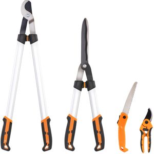 Outsunny Set da Giardinaggio 4 Pezzi con Cesoie, Troncarami, Forbici da Potatura e Seghetto Pieghevole   Aosom Italy
