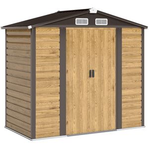 Outsunny Capanno da giardino 2,36 m², capanno da giardino esterno in acciaio galvanizzato facile da montare, 213x120x194cm rovere   Aosom Italy