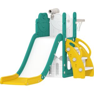 Aiyaplay Set Scivolo per Bambini 5 in 1 con Canestro, Scaletta e Telescopio Giocattolo, Età 1-3 Anni, Giallo   Aosom Italy