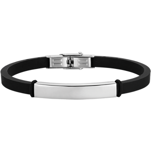 Luca Barra BRACCIALE UOMO IN SILICONE NERO CON PIASTRA IN ACCIAIO