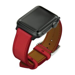 Noreve Braccialetto in pelle per orologio Apple Watch Rouge troupelenc Cassa - Inserti 42 / 44 / 45 mm nero + fibbia ad ardiglione argentata