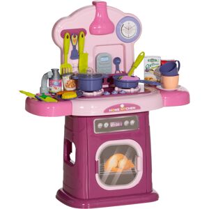 Aiyaplay Cucina Giocattolo per Bambini 3-6 Anni con 38 Accessori e Suoni Realistici, in PP e ABS, 51x21x60 cm, Rosa