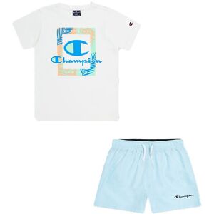 Champion Completo Sportivo T-Shirt + Shorts Bianco Azzurro Bambino S