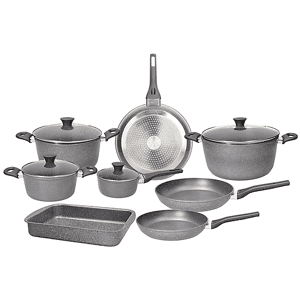 TOGNANA Set pentole e padelle  PHAETRA STYLE, 12 pezzi, Compatibile con piano cottura a gas induzione, Alluminio, Grigio