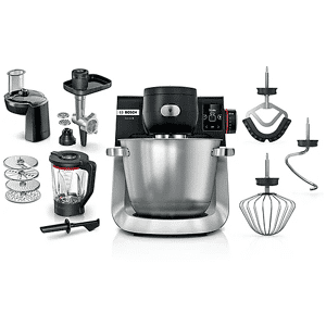 Bosch Impastatrice  MUMS6ZS34, 1600 W, Programmi Automatici, Ciotola XXL da 5.5 L in Acciaio Inox, Frusta e Ganci, Dischi Vari, Frullatore, Accessori Inclusi Lavabili Lavastoviglie, Nero