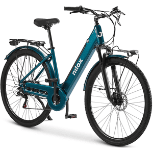 NILOX Bicicletta Elettrica Citibike  J7 verde, ruote da 28",velocità max 25 Km/h, motore 250W, autonomia fino a 80Km, batteria 13000mAh