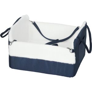 Pawhut Seggiolino auto per cane con cintura di sicurezza e fissaggio, 55 x 46 x 32 cm, Blu scuro   Aosom Italy