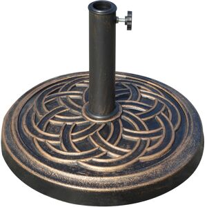 Outsunny Base per Ombrellone Rotonda da 12kg in Resina con Decorazione, per Pali da 38mm e 48mm, Φ45x33cm, Bronzo Aosom