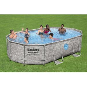 Bestway Piscina fuori terra tubolare in pvc/acciaio con oblò 488x305x107 cm
