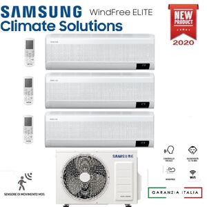 Climatizzatore Condizionatore Samsung Inverter Trial Split Windfree Elite 7000+7000+12000 Con Aj052txj R-32 Classe A+++ Wifi - New 7+7+12