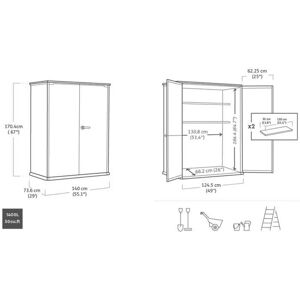Keter Porta attrezzi in plastica Vertical sp 20 mm marr.chiaro 1,16 m²