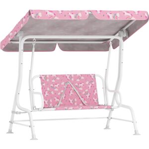 Aiyaplay Dondolo per Bambini a 2 Posti con Tettuccio e Cinture, in Acciaio e Tessuto Oxford, 112x75x120 cm, Rosa   Aosom Italy