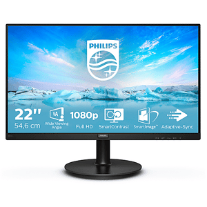 Philips V-LINE 221V8 MONITOR, 22 ", Full-HD, 1920 x 1080 Pixel, tempo di risposta 4 ms, refresh rate 75 Hz