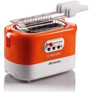 Ariete Tostapane  TOASTIME, Potenza 700 W, Numero di fessure per tostare 2, Livelli tostatura 9 , Sistema sollevamento, Funzione scongelamento, Raccoglitore briciole, ARANCIO