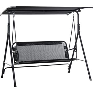 Outsunny Dondolo da Giardino Terrazza 3 Posti con Tettuccio Parasole Regolabile, Metallo e Texteline, 172x110x155cm, Nero   Aosom Italy