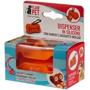 Flair Pet Dispenser in Silicone con Gancio e Sacchetti Inclusi Vari Colori
