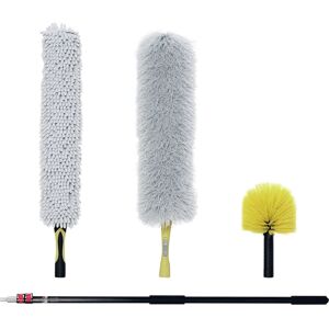 Homcom Kit di Pulizia per Casa e Ufficio con Asta, Spolverino per Ragnatele, Spolverino in Microfibra e Spolverino per Ventilatore Aosom