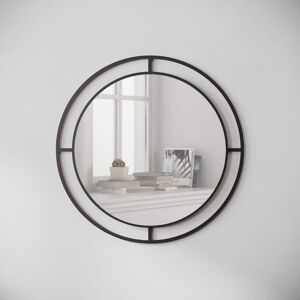 Toscohome Specchio rotondo 57cm con doppia cornice in metallo colore nero - Bubble