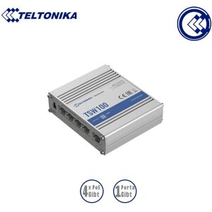 TELTONIKA TSW100 Switch industrial unmanaged 5 porte Gbps 4 PoE 802.3af/at