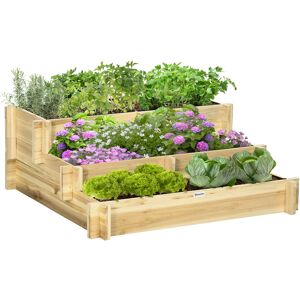 Altro Orto Rialzato A 3 Livelli In Legno D'abete Per Verdure, Fiori E Piante Da Giardino 93x93x35 cm
