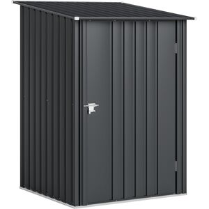 Outsunny Capanno da Giardino con Porta, Casetta Attrezzi Accanto a parete in Acciaio Galvanizzato, 100x104x160 cm, Grigio Scuro   Aosom Italy