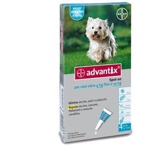 Bayer spa (div.sanita'animale) Bayer Advantix Spot On Antiparassitario Per Cani Oltre 4kg Fino a 10kg 4 Pipette