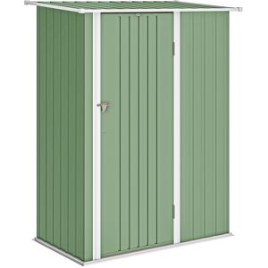 giordanoshop Capanno Porta Attrezzi 142x86x189 cm con Tetto Inclinato e Porta Bloccabile in Metallo Verde Chiaro...