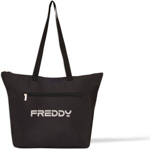 Freddy Borsa shopper in nylon con zip e logo  gommato Nero Donna Unica