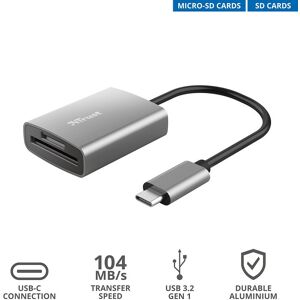 Trust Lettore di schede dalyx fast usb-c cardreader Grey