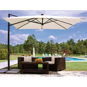 MALIGI HOME Ombrellone color ecrù con luci. Palo laterale antracite e manovella 300x300 cm MG/ARAGOSTA Ecrù