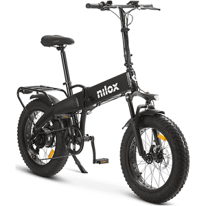 NILOX Bicicletta Elettrica da trekking Fat Bike Pieghevole  X10 nero, ruote 20",velocità max 25 Km/h, motore 250W, autonomia fino a 70Km, batteria 13000mAh