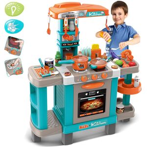 giordanoshop Cucina Giocattolo Bambini con Luci e Suoni 34 Accessori Gioco 87x78x29cm Azzurro...
